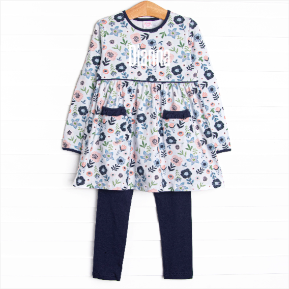 Dare To Blossom Pocket Legging Set, Blue
