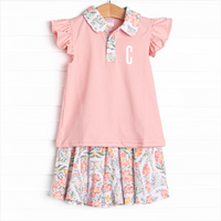 Double Fault Florals Collared Skort Set, Pink