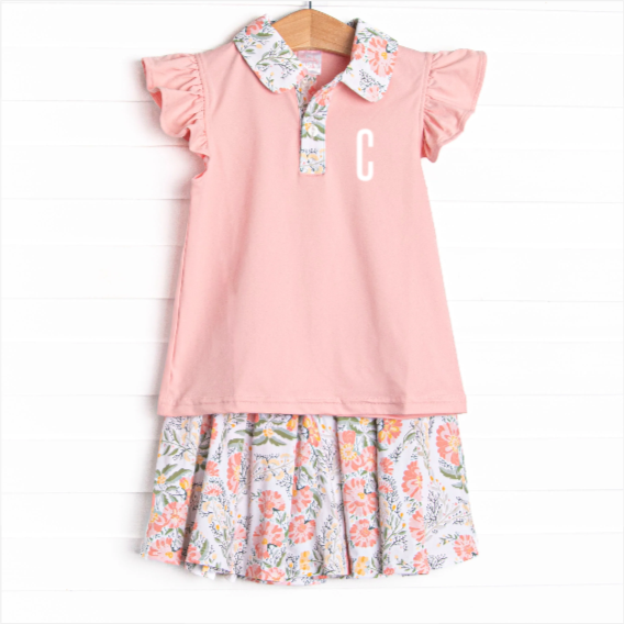 Double Fault Florals Collared Skort Set, Pink