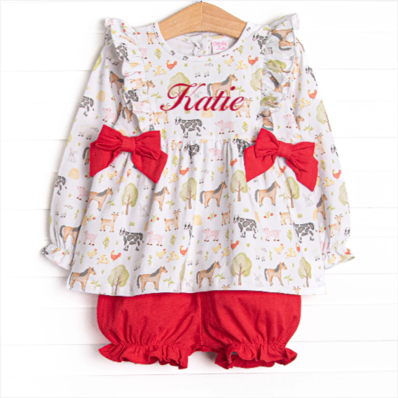 Down South Days Side Tie Bloomer Set, Red