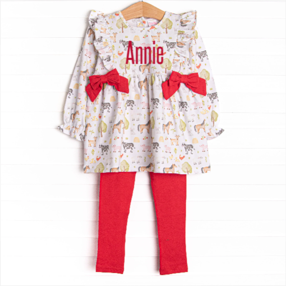 Down South Days Side Tie Legging Set, Red