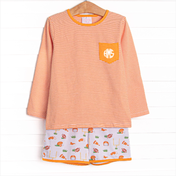 Down, Set, Hike Long Sleeve Short Set, Orange
