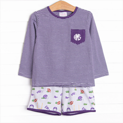 Down, Set, Hike Long Sleeve Short Set, Purple