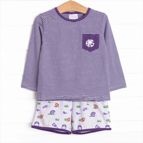 Down, Set, Hike Long Sleeve Short Set, Purple