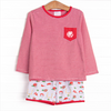 Down, Set, Hike Long Sleeve Short Set, Red
