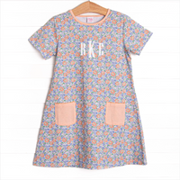 Drenched in Dahlias Pocket Dress, Blue