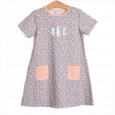 Drenched in Dahlias Pocket Dress, Blue