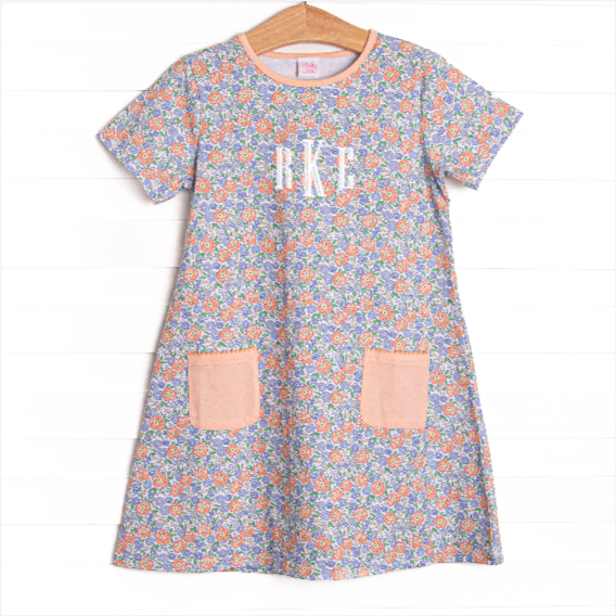 Drenched in Dahlias Pocket Dress, Blue