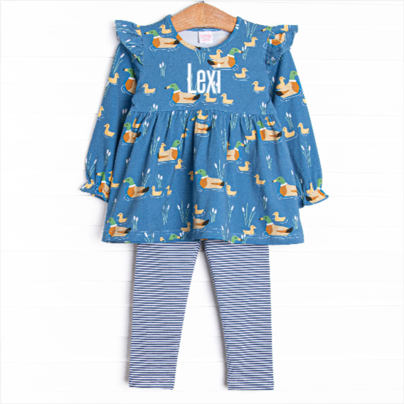 Ducks in a Row Legging Set, Blue