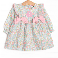 Early Fall Florals Bow Dress, Pink