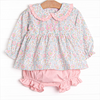 Early Fall Florals Diaper Set, Pink