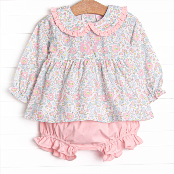 Early Fall Florals Diaper Set, Pink