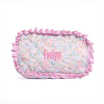 Early Fall Florals Oxford Quilted Pouch, Pink