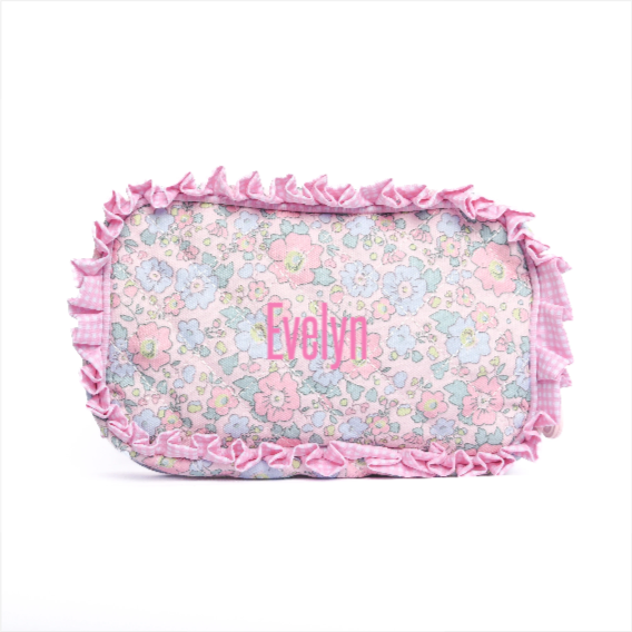 Early Fall Florals Oxford Quilted Pouch, Pink