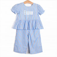 Eleanor Ruffle Pant Set, Blue
