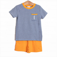 Eli Short Set, Orange and Navy Stripe