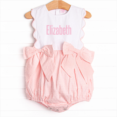 Elizabeth Side Tie Bubble, Pink Swiss Dot