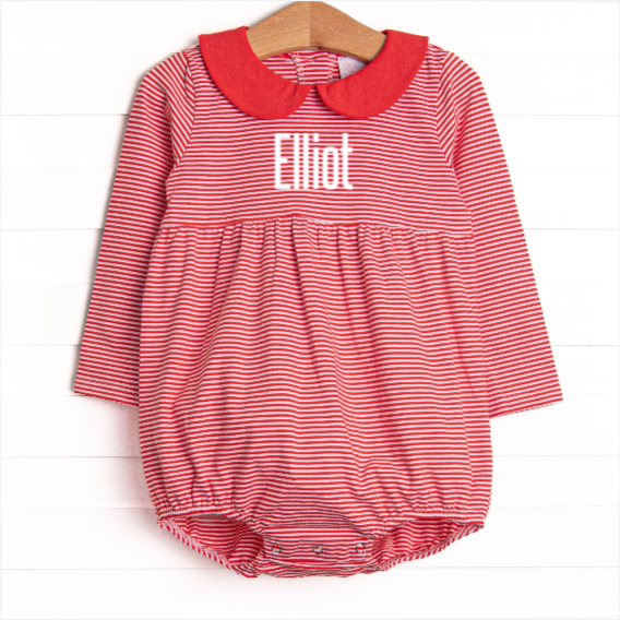Elliot Long Sleeve Bubble, Fire Red Stripe