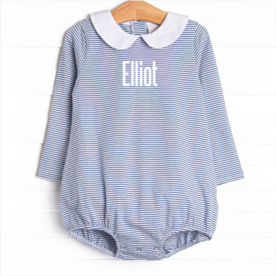 Elliot Long Sleeve Bubble, Slate Blue Stripe