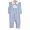 Elliot Romper, Slate Blue Stripe