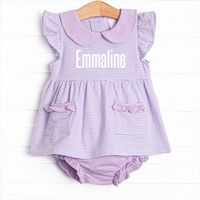 Emmaline Diaper Set, Purple Stripe