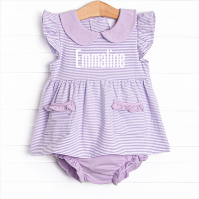 Emmaline Diaper Set, Purple Stripe
