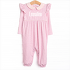 Emmaline Long Sleeve Romper, Light Pink Stripe