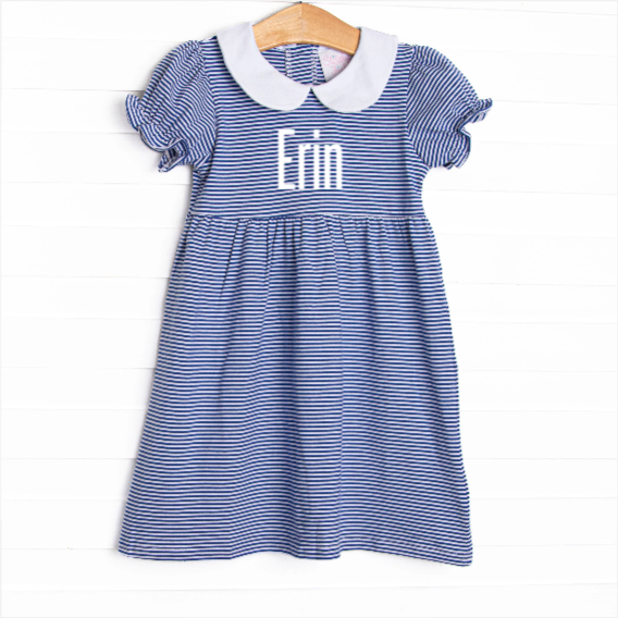 Erin Dress, Royal Blue Stripe