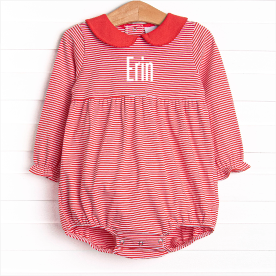 Erin Long Sleeve Bubble, Fire Red Stripe
