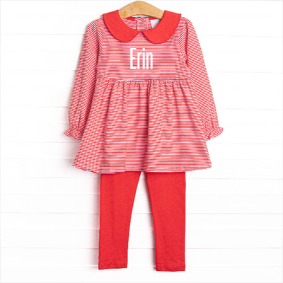 Erin Long Sleeve Legging Set, Fire Red Stripe
