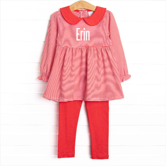 Erin Long Sleeve Legging Set, Fire Red Stripe