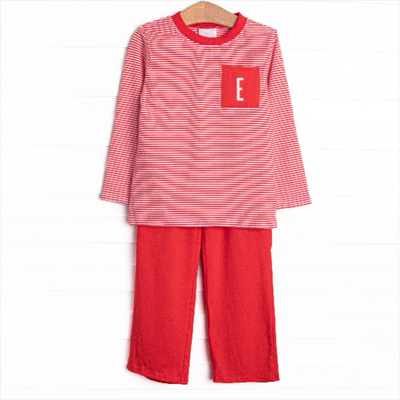 Evan Pant Set, Fire Red Stripe