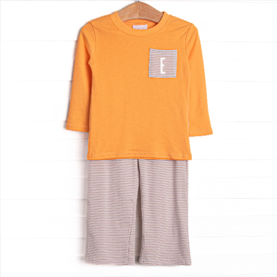 Evan Pant Set, Orange and Tan Stripe
