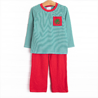 Evan Pant Set, Red and Green Stripe