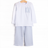 Evan Pant Set, White and Light Blue Stripe