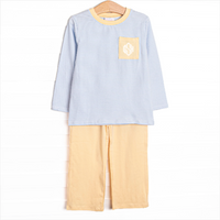 Evan Pant Set, Yellow and Light Blue Stripe