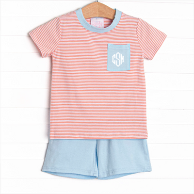 Evan Short Set, Blue and Orange Stripe