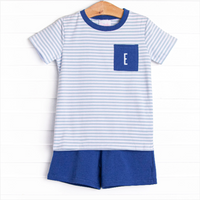 Evan Short Set, Royal and Light Blue Stripe