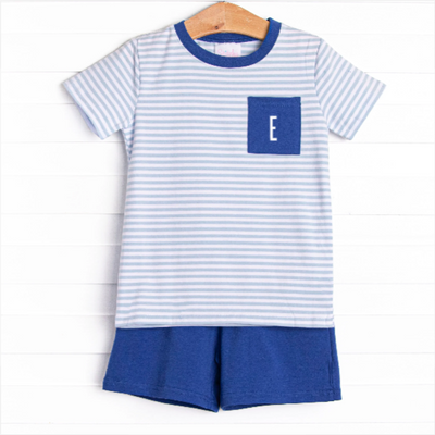 Evan Short Set, Royal and Light Blue Stripe