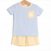 Evan Short Set, Yellow and Blue Stripe