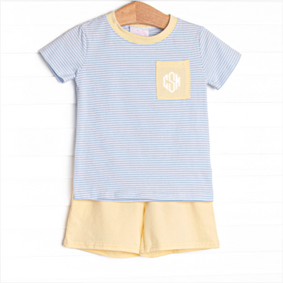 Evan Short Set, Yellow and Blue Stripe