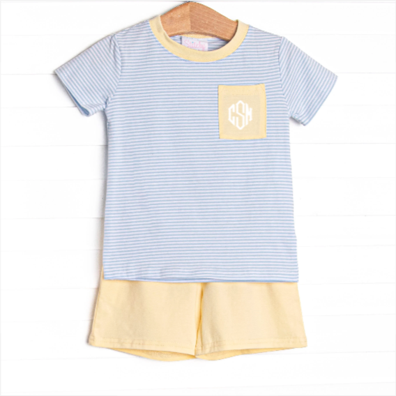 Evan Short Set, Yellow and Blue Stripe
