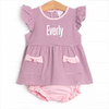 Everly Diaper Set, Purple Stripe