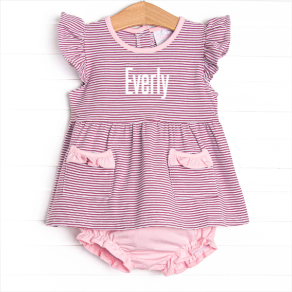 Everly Diaper Set, Purple Stripe