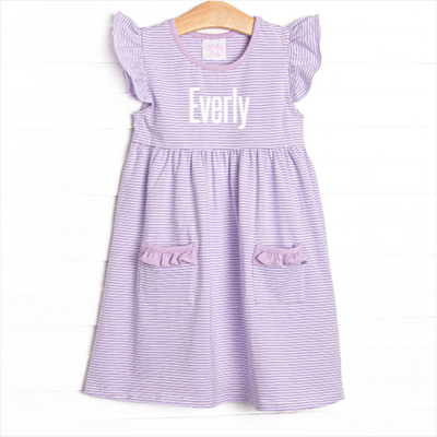 Everly Dress, Purple Stripe