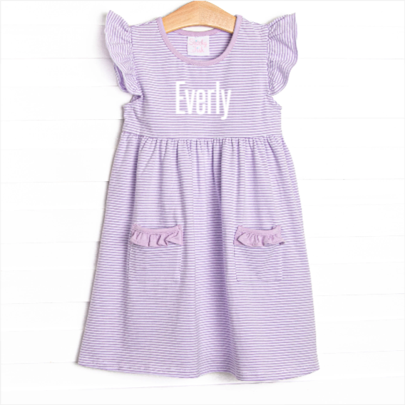 Everly Dress, Purple Stripe