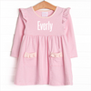 Everly Long Sleeve Dress, Light Pink Stripe