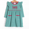 Everly Long Sleeve Dress, Red and Green Stripe