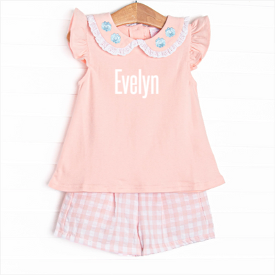 Everyday Eyelet Embroidered Short Set, Pink