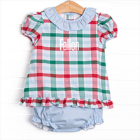 Fallon Diaper Set, Blue Plaid